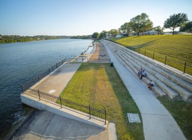 side view Marble Falls Park and sand shoreline