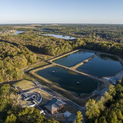 aerial view of gravel ridge improvements